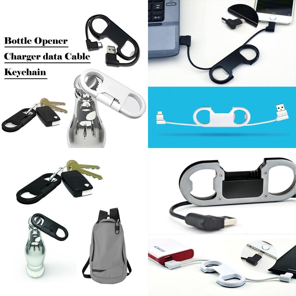 Iphone Or For Android Phone Portable Bottle Opener Keychain Charger Data Cable