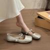French Flat Bottom Light Mouth Single Shoes Women's 2025 New Spring and Summer with Skirt Doudou Shoes Mary Jane Silver Small Leather Shoes
