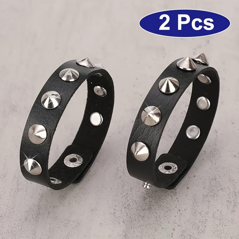Gothic Punk Rock Single Row Studded Bracelet - Pu Leather  Bracelet For Birthday Party Giveaway