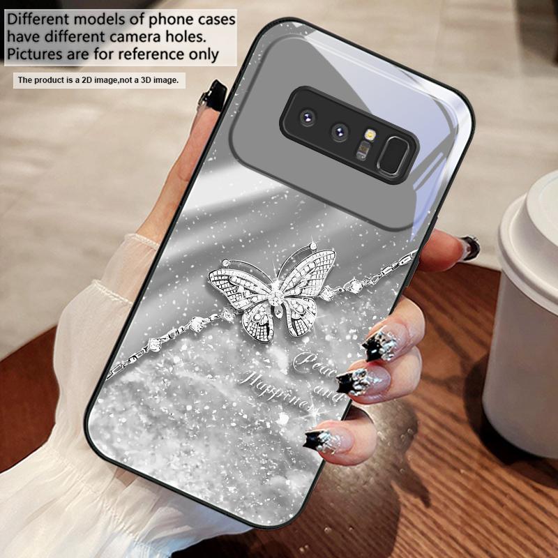 An elegant blue butterfly For Samsung M02 12 Note 8 9 10 20 A 01 A02 A03 Core 04 05 06 10 12 13 14 15 A16 glass Ultra phone case