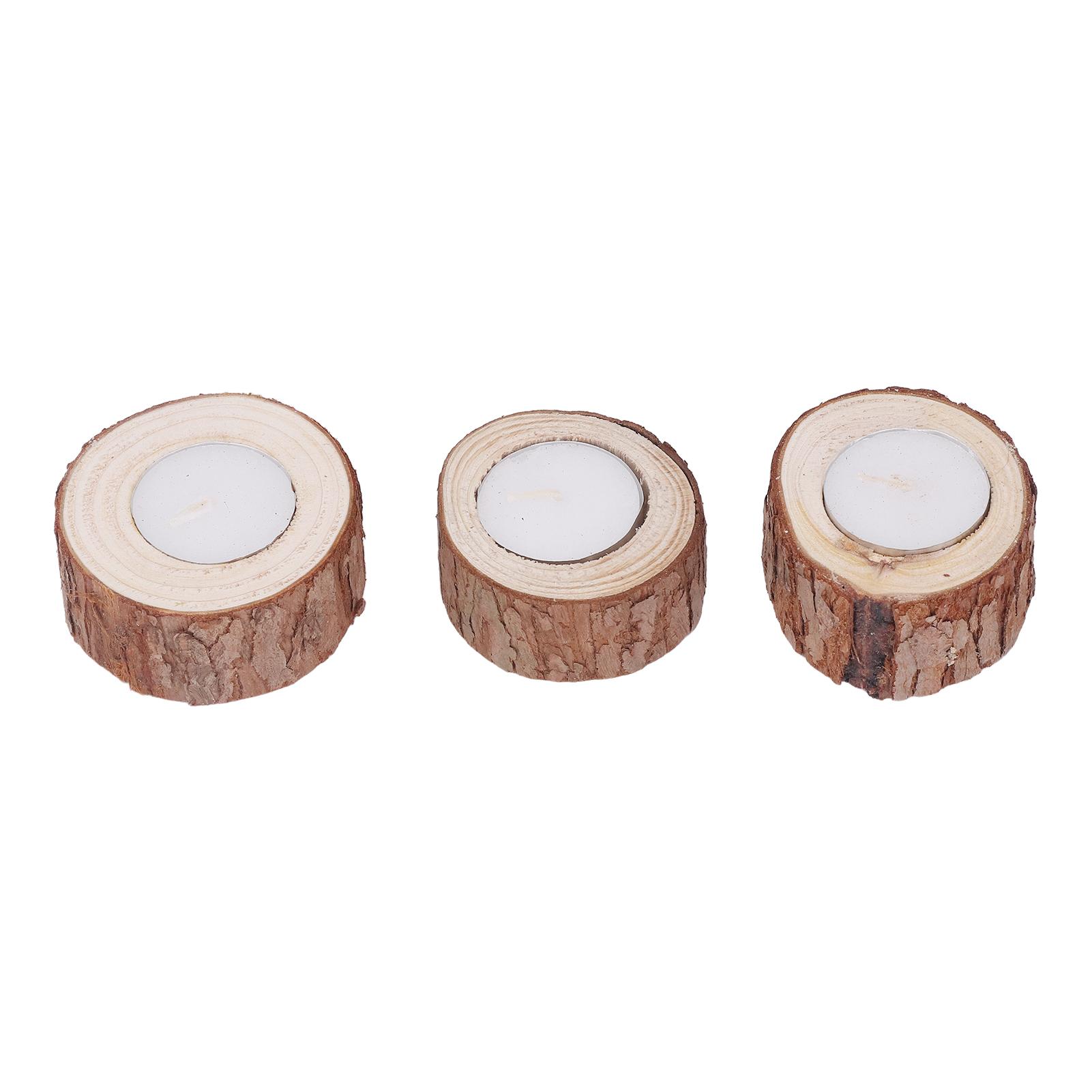 

3Pcs Wooden Tealight Candle Natural Durable Beech Wide Applicability Wooden Tealight Candle Holder for Bar Bedroom Party