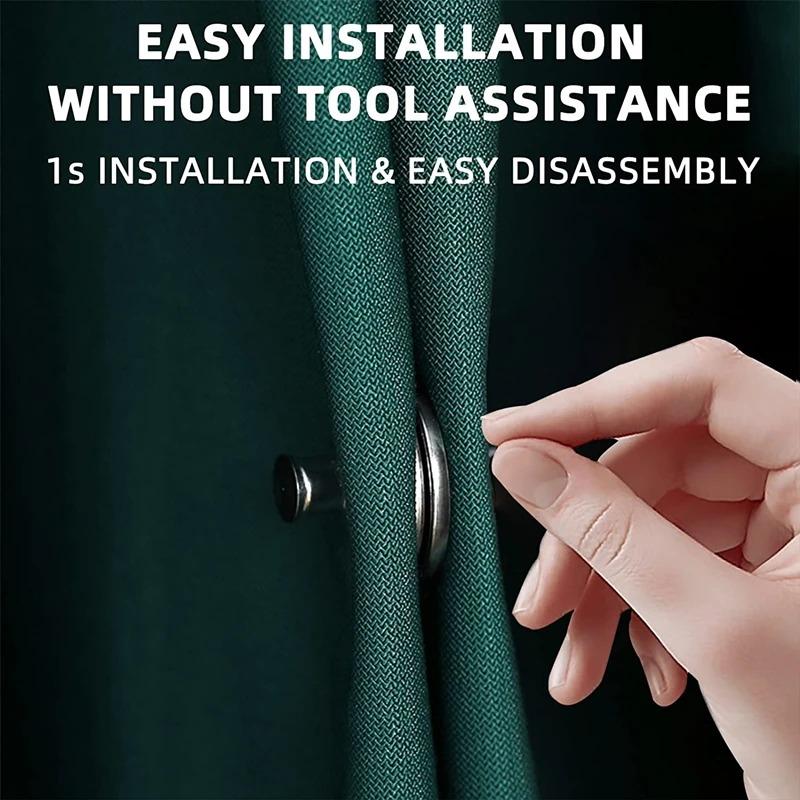 10-1Pair Curtain Magnetic Button Detachable Curtain Fix Fastener Clip Prevent Light Adjustment Window Screen Close Magnet Buckle