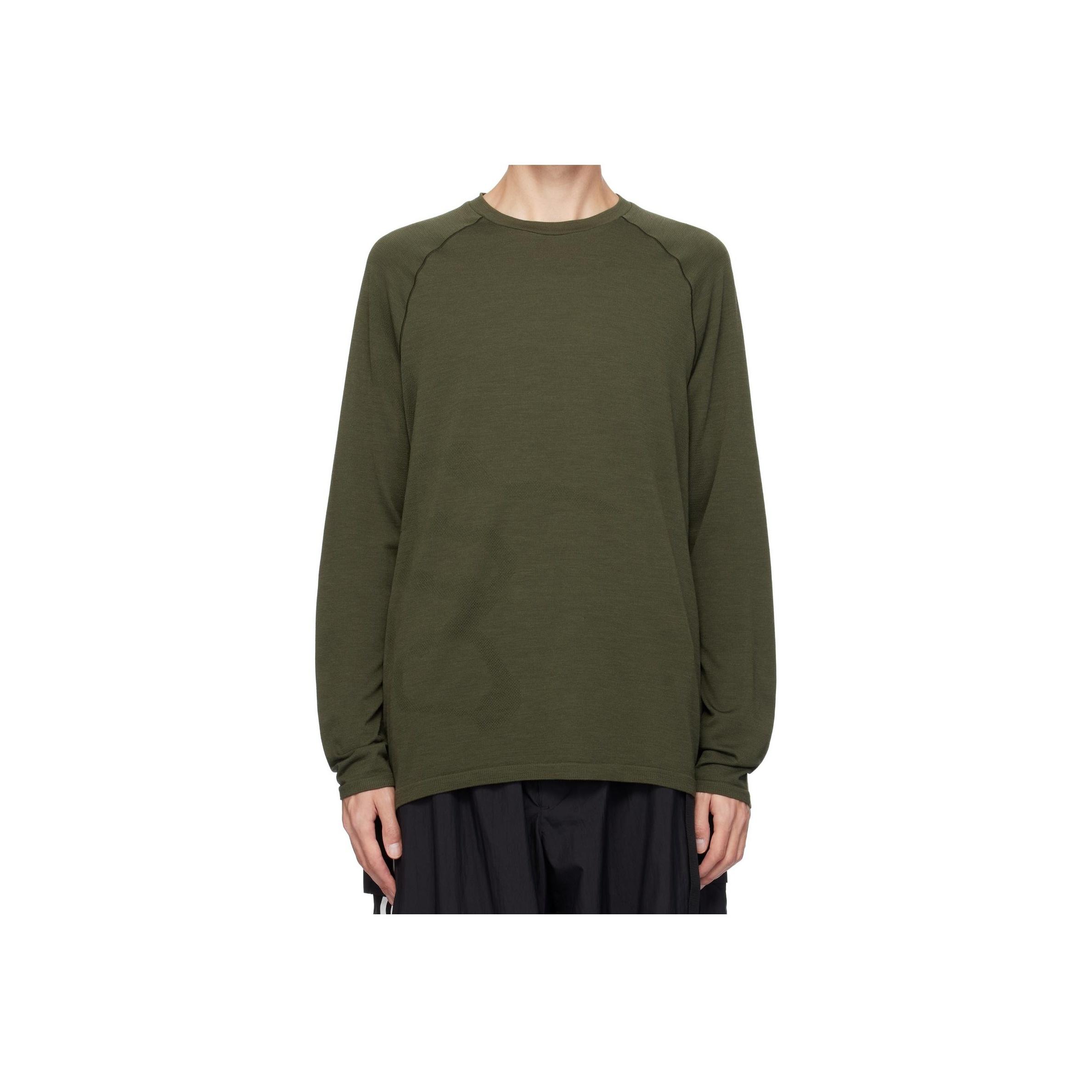 

Y-3 Solid Color Crew Neck Pullover Raglan Long Sleeve T-Shirt Men Tops Green JN7833 L