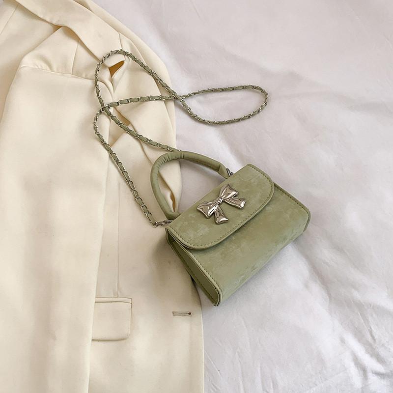 Spring Fashion Retro Butterfly Knot Shoulder Bag Street Style Pu Handbag Black White Pink Green