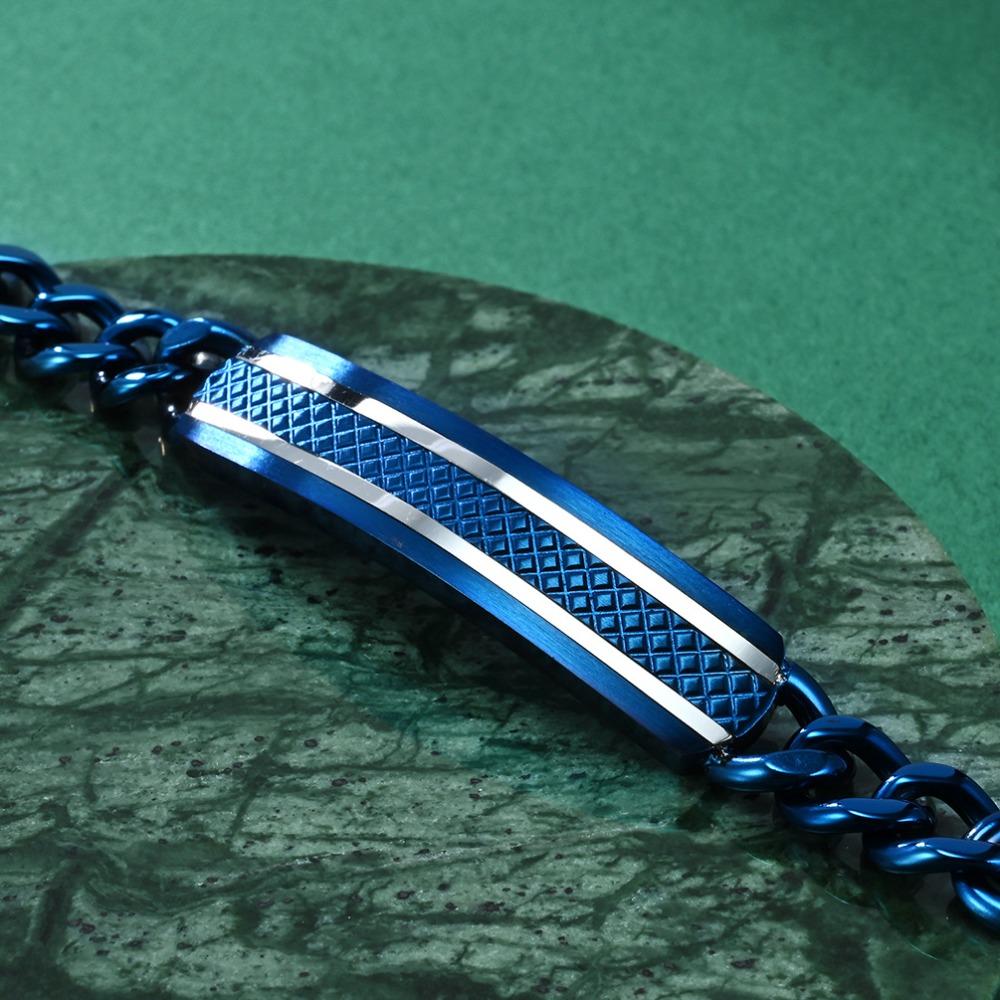 Men's Stainless Steel Plaid Brushed Bracelet Light Luxury High-end Design Simple Hidden Buckle