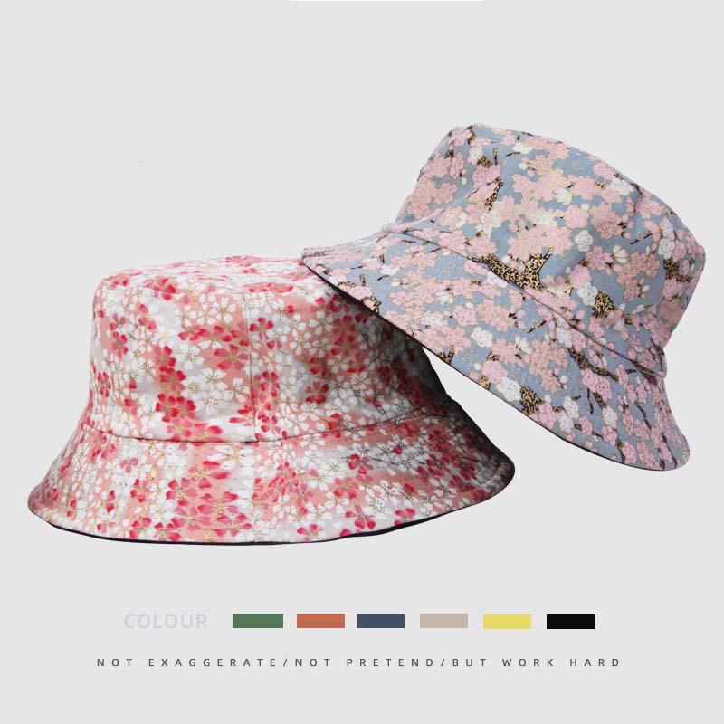 Women's Summer Shade Breathable Two-sided Bucket Hat Foldable Sunscreen Sun Hat Outdoor Sports Casual Fashion Floral Print Beach Sun Cap