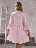 Elegant Multi-color Print Long Sleeve Dress for Women