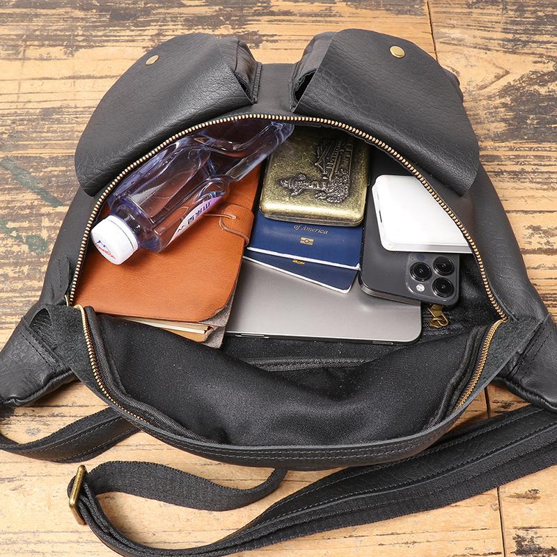 Torba ze skóry bydlęcej Męska Torba crossbody ze skóry bydlęcej Torba na ramię Pierwsza warstwa skóry bydlęcej Torba rowerowa, Jednoramienna torba pod pachę, Podróżna torba listonoszka na klatkę piersiową