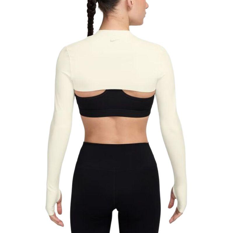 Nike Comfortable Soft Long Sleeve Cropped Top Women Tops Black Cream HJ1862-133