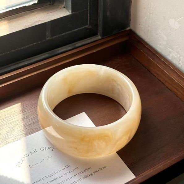 Широкий геометрический браслет-манжета из смолы – Ретро женское украшение высокого класса