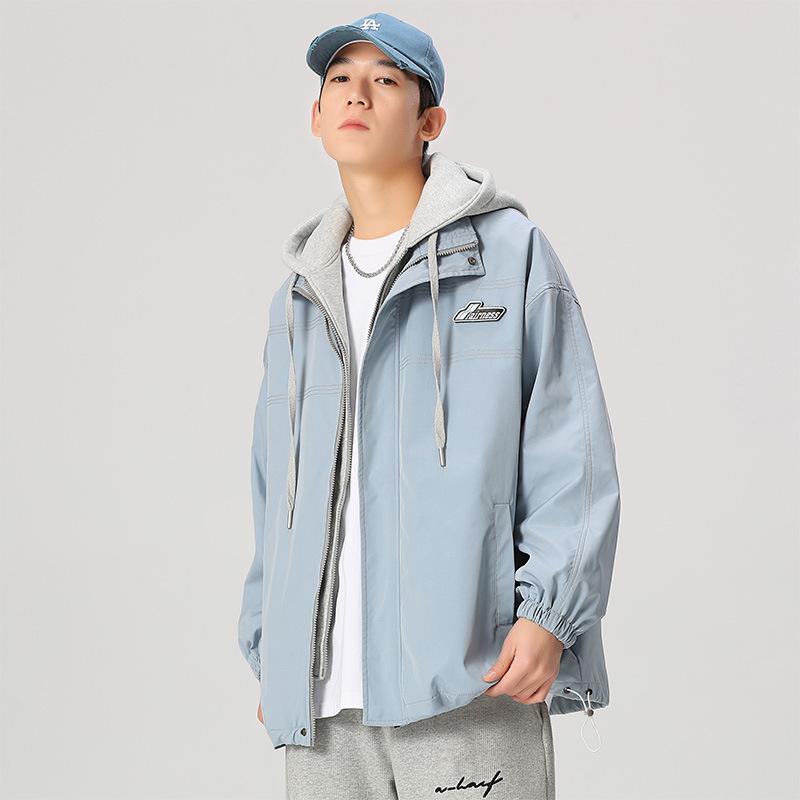 

Поддельная двухкомпонентная куртка с капюшоном для мужчин, весна и осень, новая свободная куртка в корейском стиле для работы в офисе 3XL