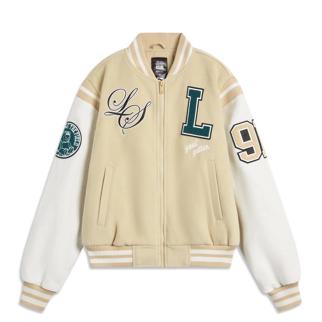 Li-Ning Sports Lifestyle Series Color Block Letter Zipper Comfortable Breathable Versatile Loose Baseball Jacket Women Jackets AFDU346-4