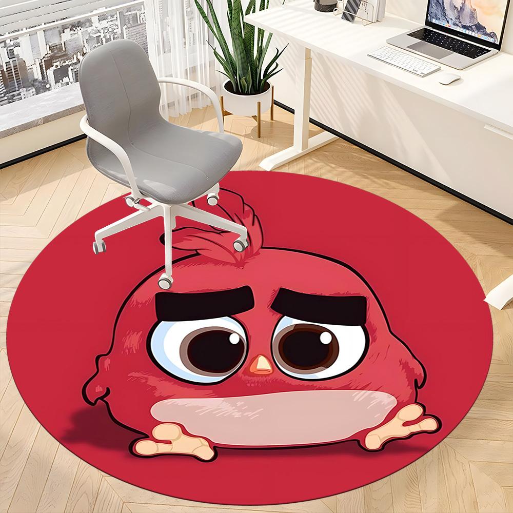 1pc Angry Bird Office Round Area Rug, Under Office Chairs Bedroom Living Room Home Decor, Room Decoa1016152