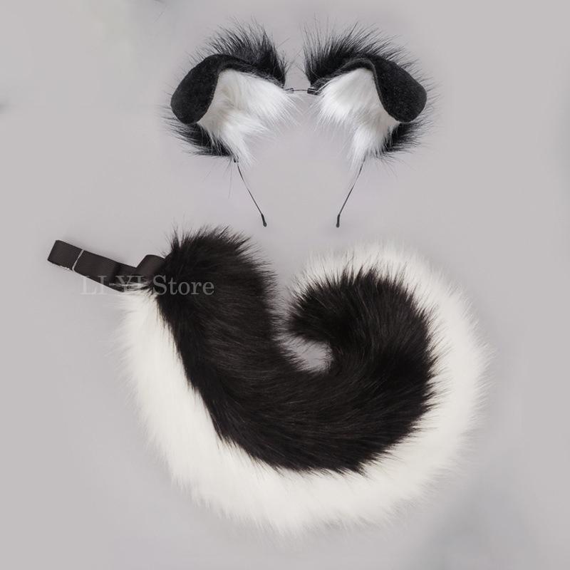 12 Styles 2Pcs/Set Furry Anime Dog Ear Headband Tail Cartoon Comic-Con Cosplay Costume Accessories Plush Animal Ears Tail