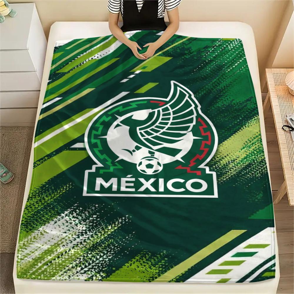 1Pc Mexico National Football Print Flannel Blanket High Quality Warm Comfortable Cover for All Seasons Perfect for Gifts Home Decor
