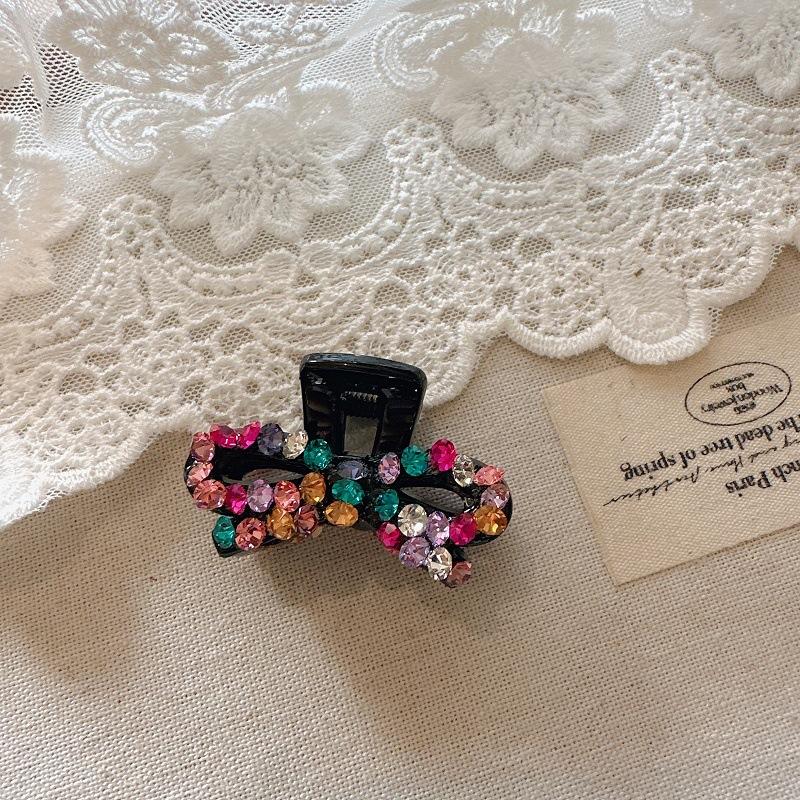 

Korean Hair Accessories: High-Quality Rhinestone Hair Claw with Elegant Bow, Small Claw Clips for Women