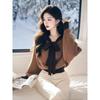 Women's Red Velvet Bow Tie High-End Pullover Sweater for Autumn/Winter 2025