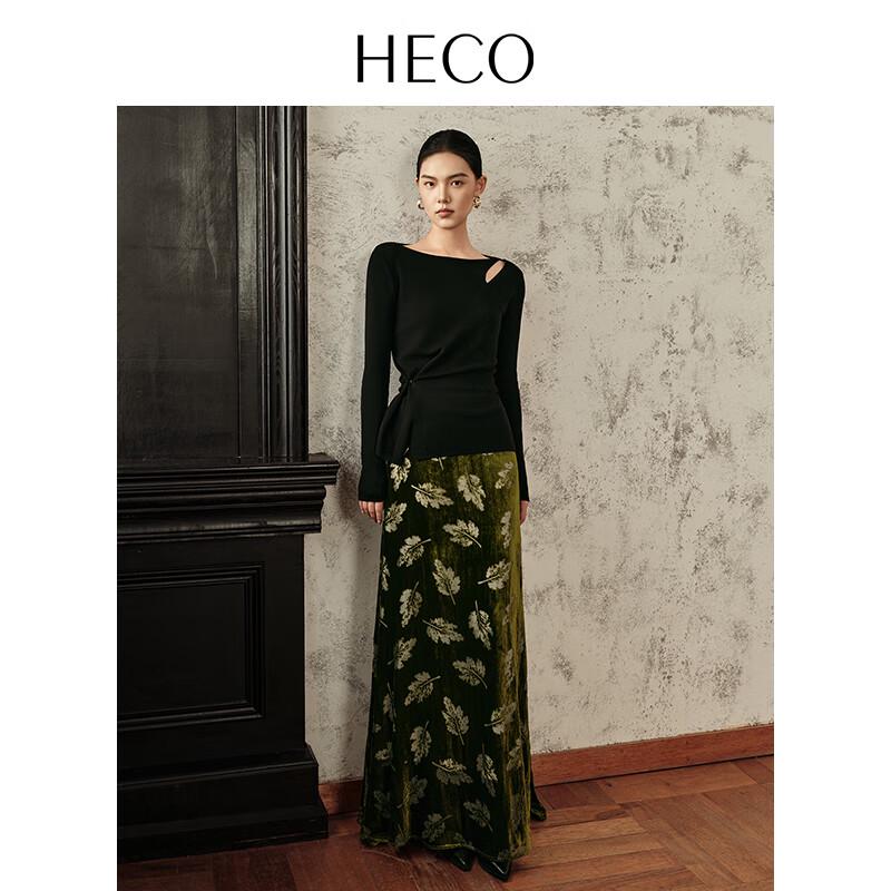 HECO Half-Leaf Women's Irregular Hollow-out Diagonal Cut Knit Top (2025 Autumn)