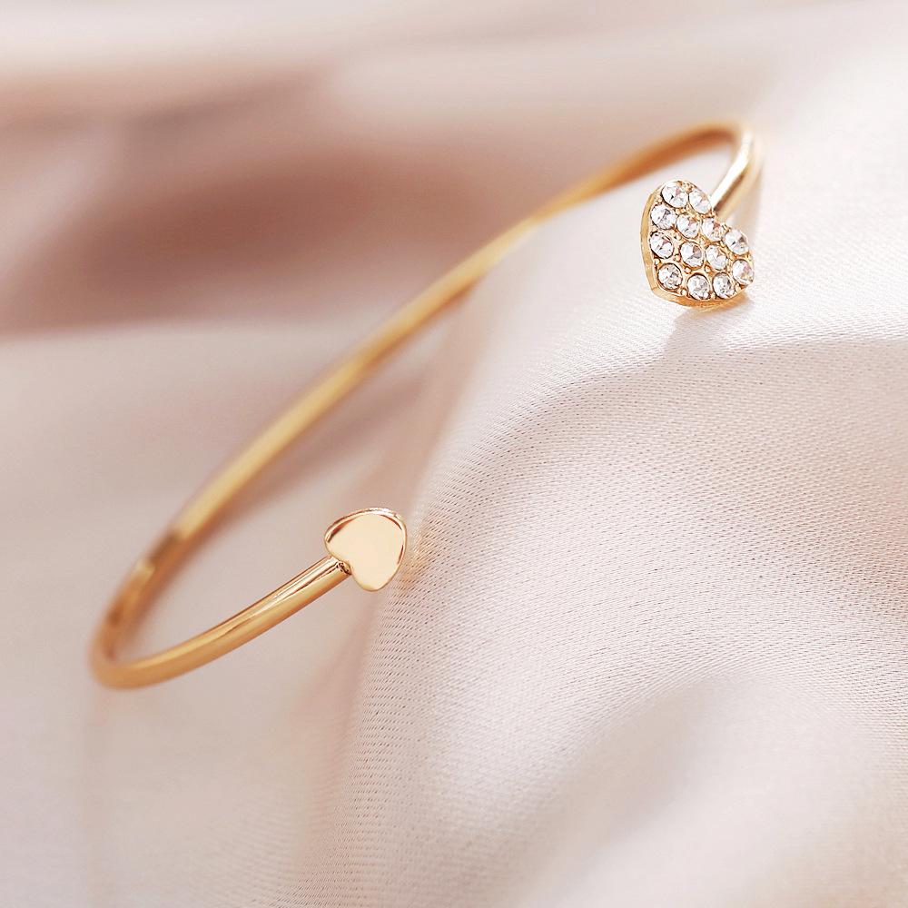 Vintage Heart Diamond Bangle: European & American Style