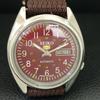 VINTAGE SEIKO 5 AUTOMATIC 7006A JAPAN MENS MAROON COLOR DIAL WATCH a708518-1