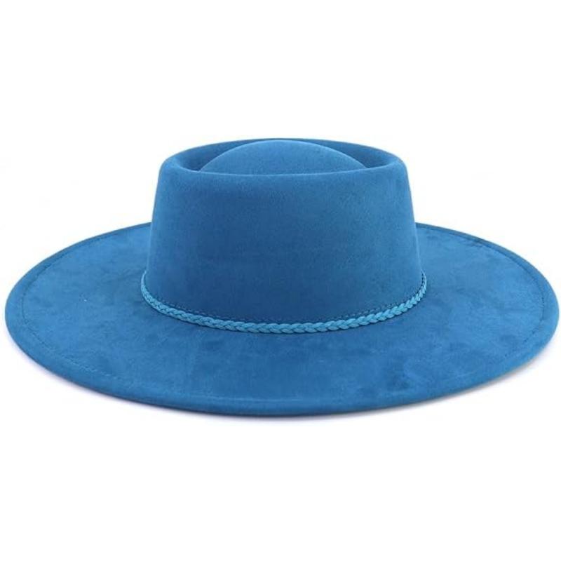 

JYL TS DIY Hard Top Straw Hat Unisex Western Holiday Sun Protection Hat Straw Peacockdarkblue_M(56-58cm） inchworm кольору