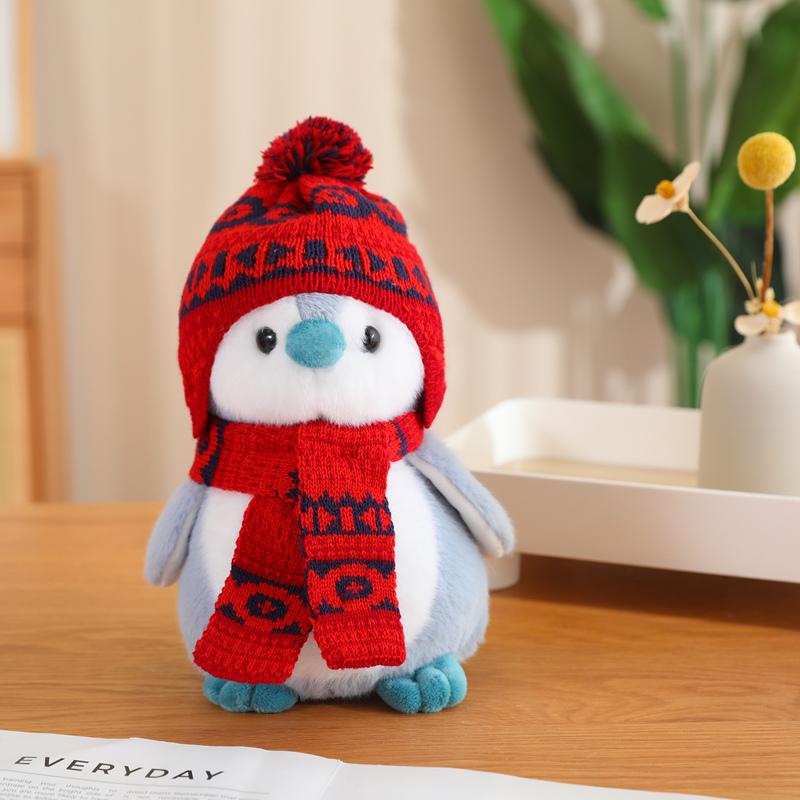 Cute Penguin Plush Toys Wearing Hat Scarf Kawaii Penguin Plushies Stuffed Doll Xmas Birthday Gifts for Boys Girls Home Decor