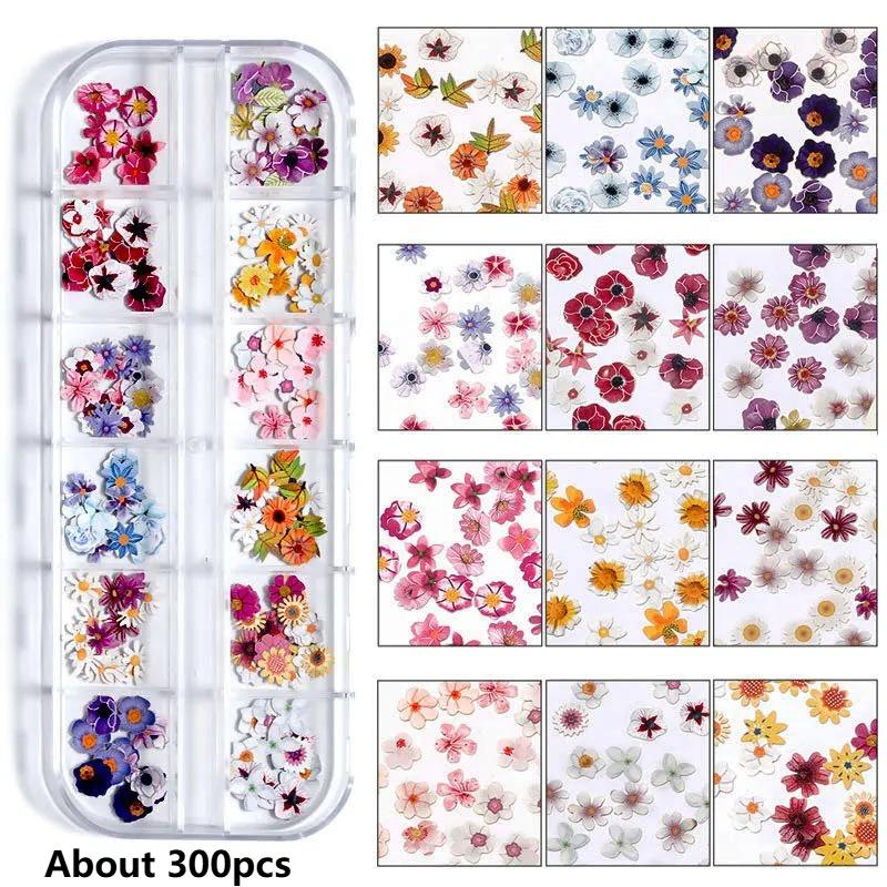 12 Gitter Herbstblätter Blumen Pailletten Holzzellstoffblatt Nagelanhänger Herbst Winter Nagelkunst Weihnachtsfeier Dekoration