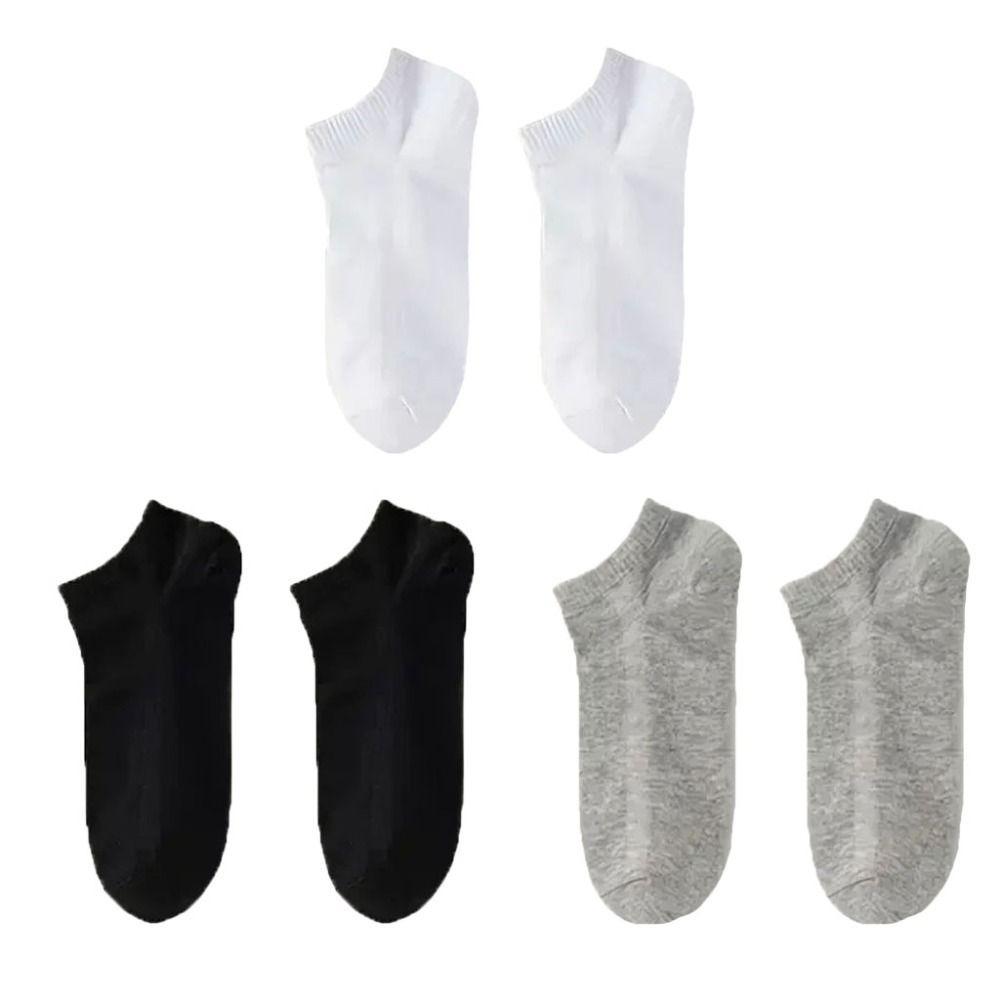 3Pairs Breathable Invisible Socks Solid Color Boat Socks Fashionable Men s Short Socks  Yoga 3pairs