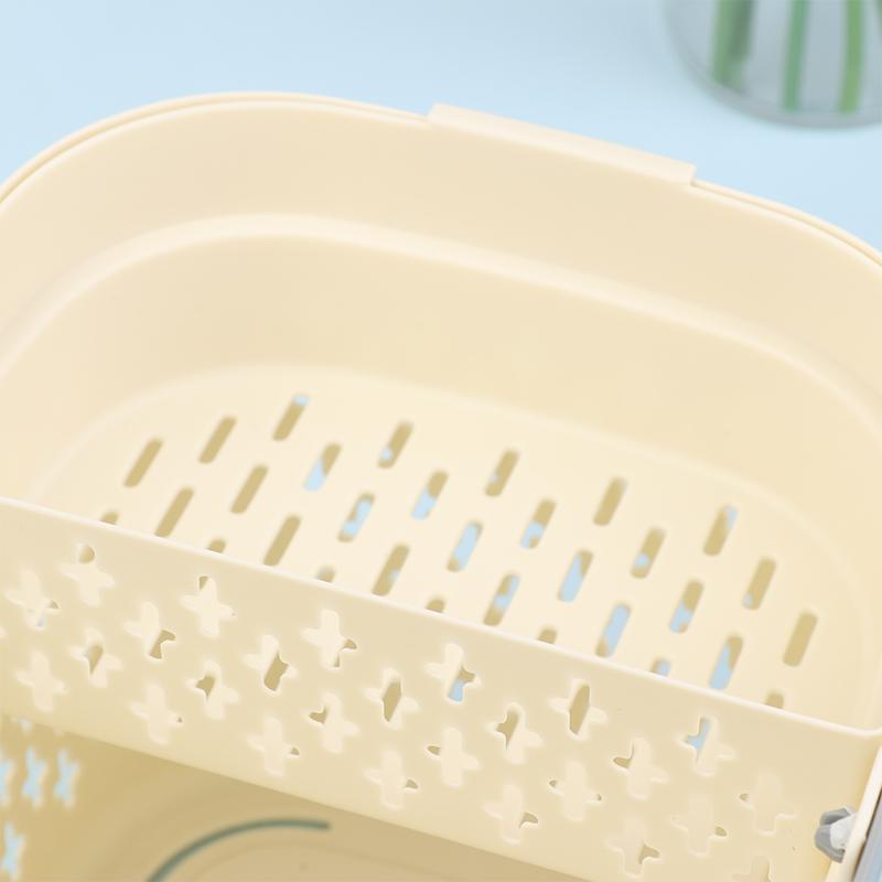Cesto Organizer in Plastica con Manici Drenante Contenitore per Articoli da Toeletta Cesto Impilabile per Bagno Cucina Campeggio Palestra