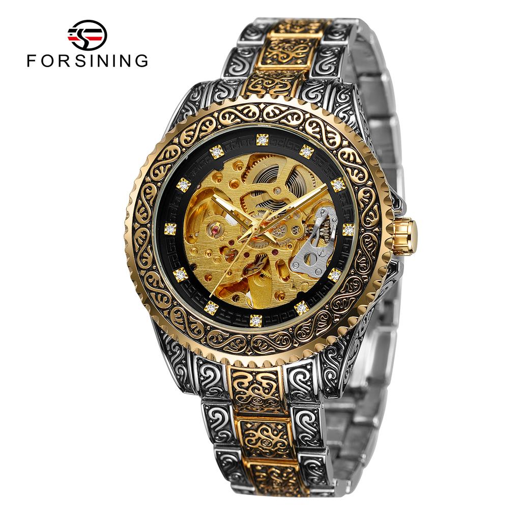 Transparent Leather Band Automatic Mechanical Skeleton Watch for Men Custom Logo