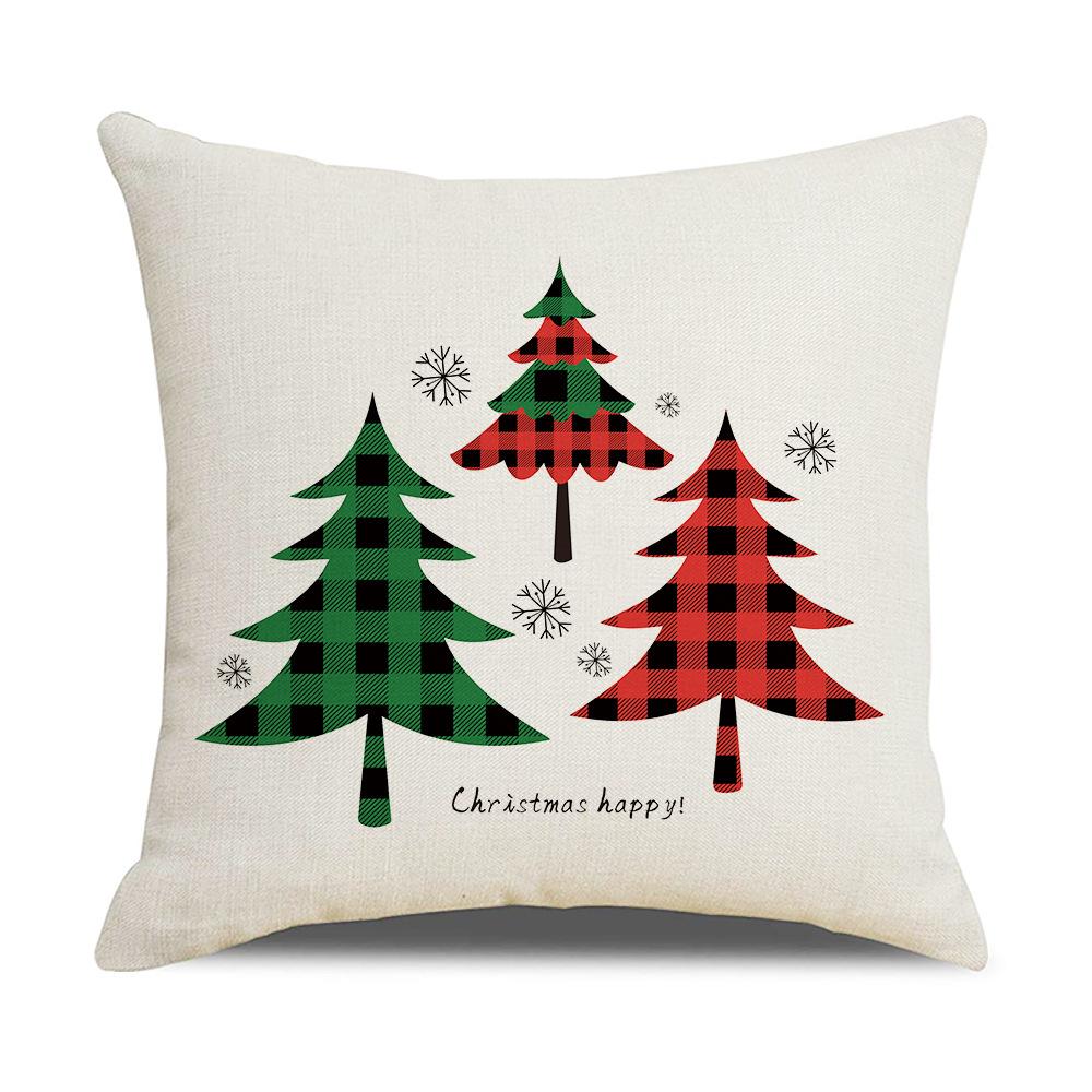 Christmas Pillow Cover Letter Christmas Tree Sofa Pillow Cover Peach Skin Cushion Home Supplies