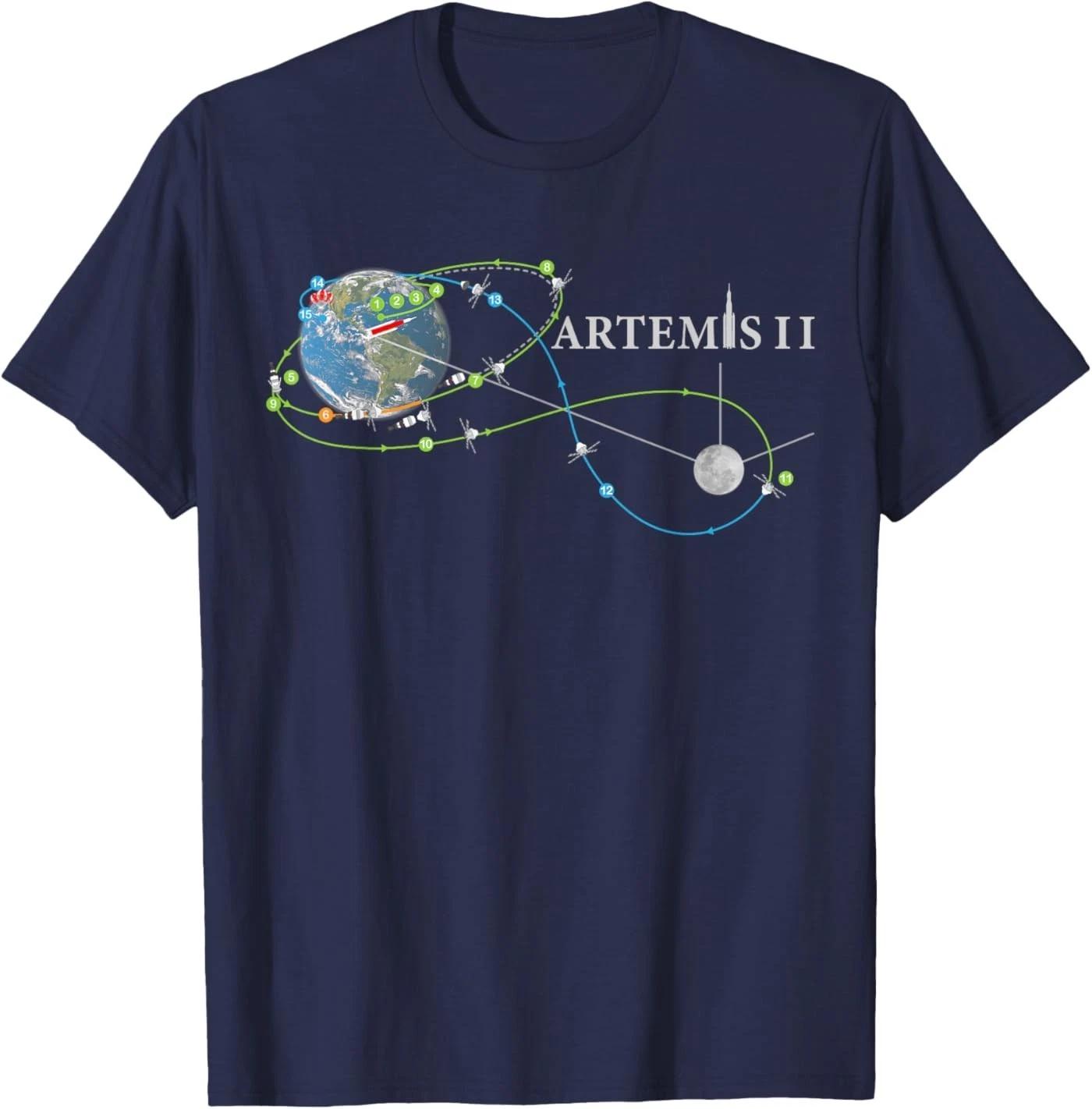 Artemis 2 Route Map SLS Rocket Launch Mission To The Moon T-Shirt S