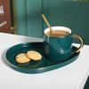 Set de ceașcă ceramică, set de farfurii, ceașcă de cafea verde Nordic, tavă dreptunghiulară, lingură mică, cutie cadou, casă, bar, decorare, ceașcă de ceai