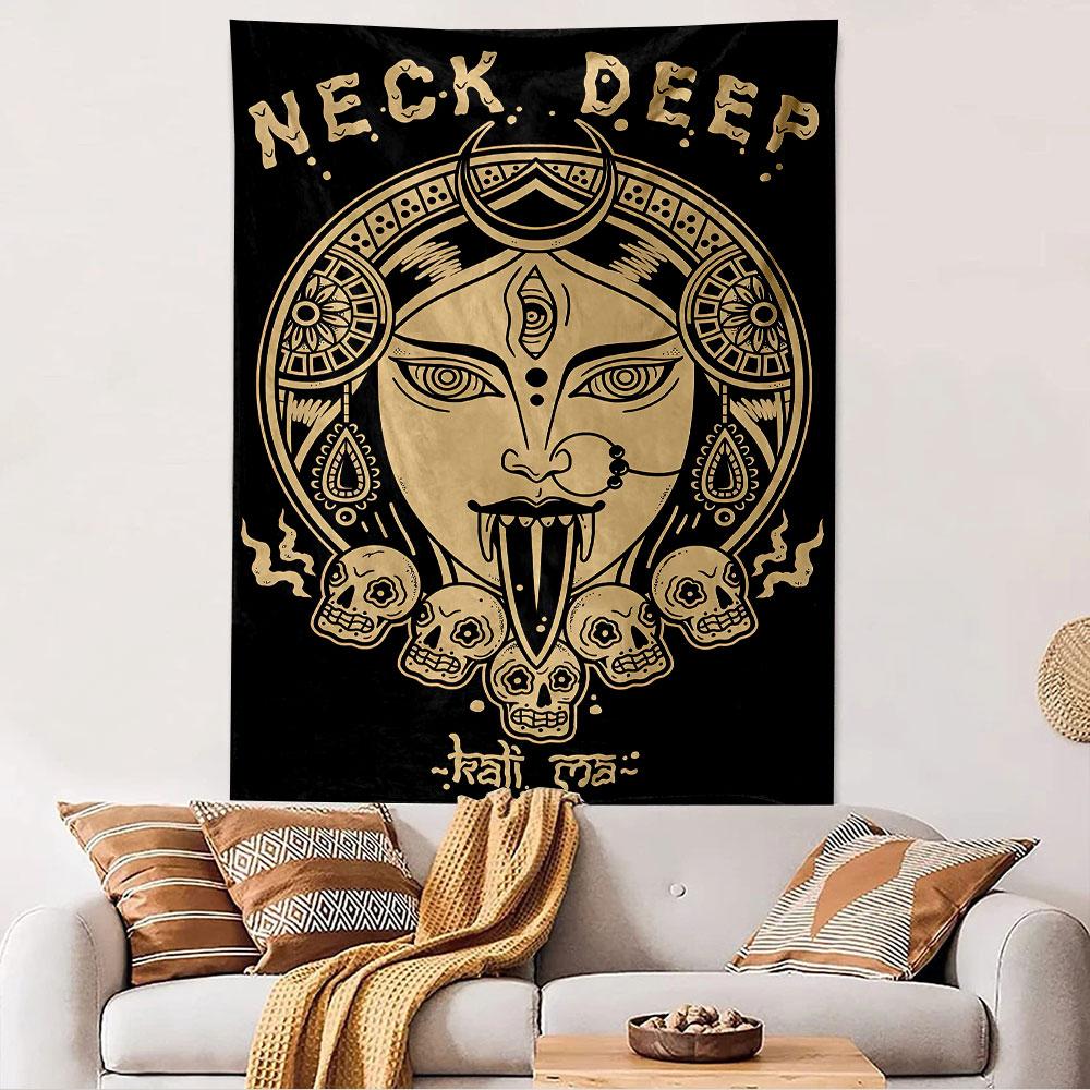 Neck Deep Kali Ma Tapestry Wall Hanging, Punk Band Poster Art, Music Wall Decor for Bedroom Living Room Dorm