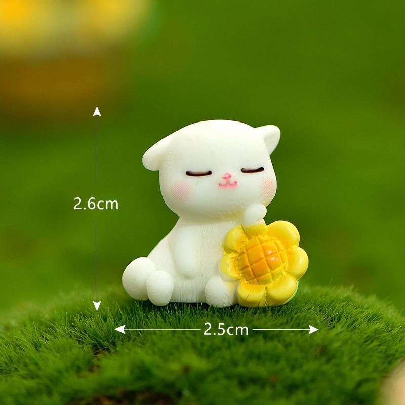 

Adorable Resin Sunflower Cat Miniature Charming Cartoon Garden Decor Animal Figurine Flower Cat