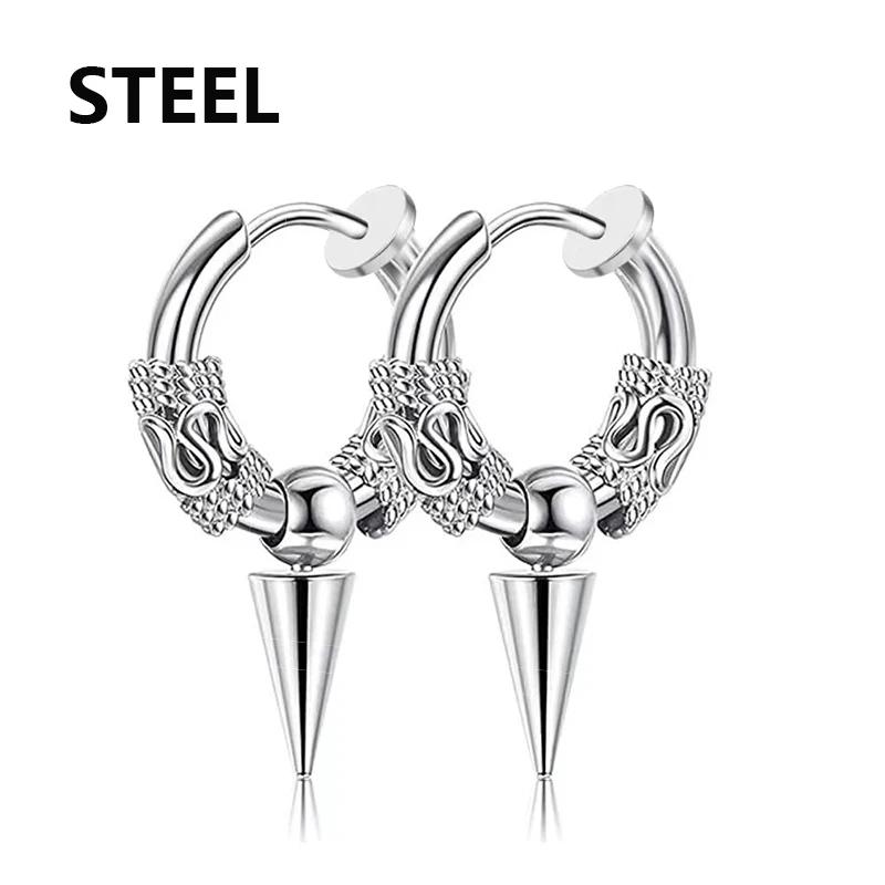 1Pair Unisex Punk Fashion Cross Pendant Ear Clip Non-Piercing Earrings Fake Earrings Gift for Men Women Jewelry Daily Wear