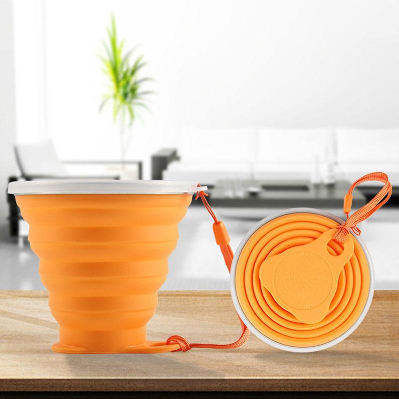 270MLMini Retractable Cup Folding Cup SiliconeOutside Travel Portable Teacup Coffee Drinking Mug with Lid High Quality Practical Daily Use