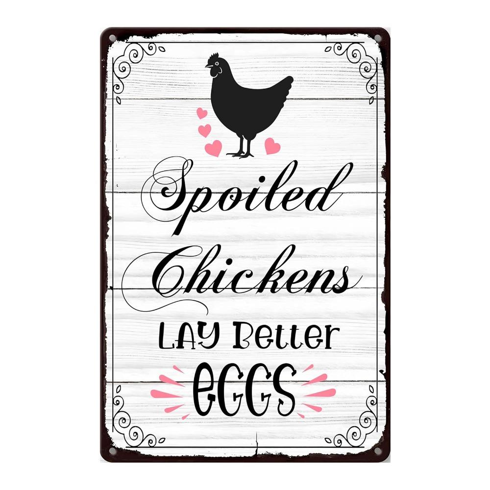 Metal Material Chicken Coop Signs 20 * 30cm Rustic Chicken Coop Accessories Vintage Funny Style Funny Chicken Signs
