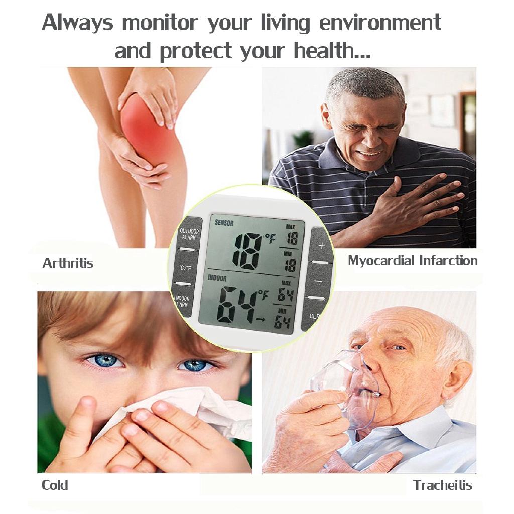 Wireless Digital Freezer Thermometer Indoor Outdoor Audible Alarm With Sensor temperature Reminding device