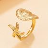 Stylish Ocean Animal Ring: Starfish & Seashell Design, Stainless Steel, Adjustable Open Band