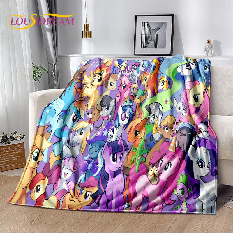 Cute 3D P-Pony Cartoon Unicorn Soft Plush Blanket,Flannel Blanket Throw Blanket for Living Room Bedroom Bed Sofa Picnic Kid Gift