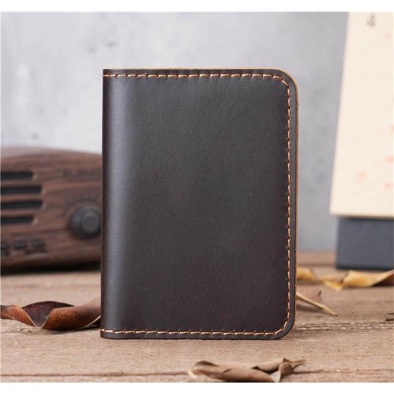 Genuine Leather Card Holder for Men and Women Slim Mini ID Credit Bank Card Case with 5 Card Slots Durable Unisex Leather Card Wallet