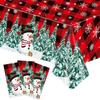 Plastic Christmas Tablecloth Bronzing Snowman Snowflake Disposable Tablecloths Disposable Table Decoration Table Cover Christmas