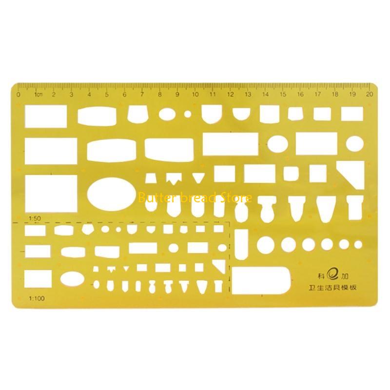 W89C Multi-Function Measuring Ruler Drawing Template Plastic Rulers for School Office