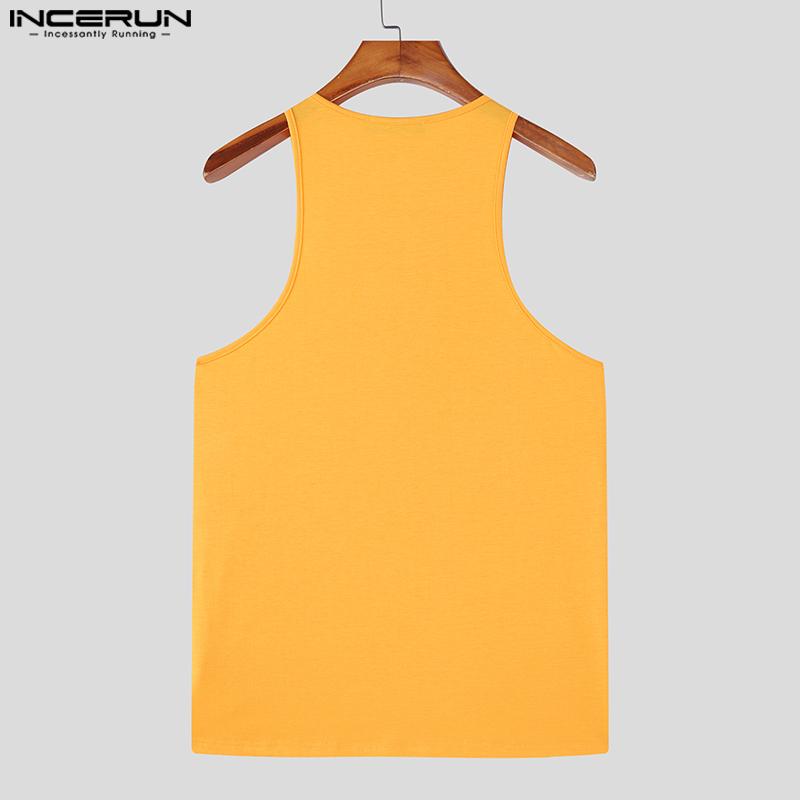 INCERUN Topuri Casual Bărbați Fără Mâneci cu Șireturi, Strâmte, Maiouri