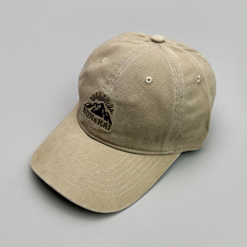 High Quality Mountain Embroidered Baseball Cap Men'S And Women'S Sunshade Retro Washed Casual Versatile American
