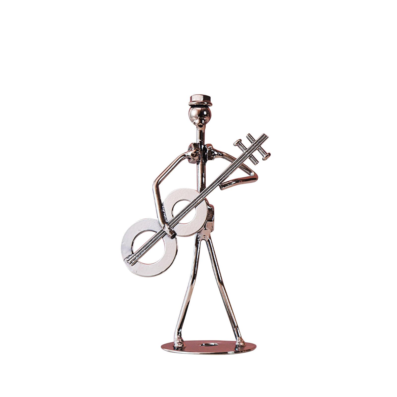 

Band Gifts Music Man Statue Metal Musician Orchestra Guitar Trombone Saxophone Player Model Desktop Ornament For Home One Size