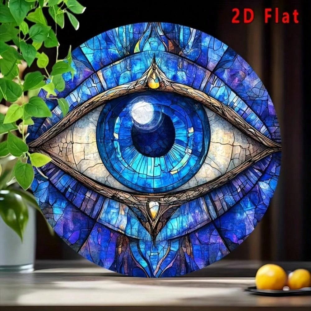 Evil Eye Aluminum Wall Plaque 8x8 Inch Glam Decor Waterproof Good Luck Sign Home Decoration