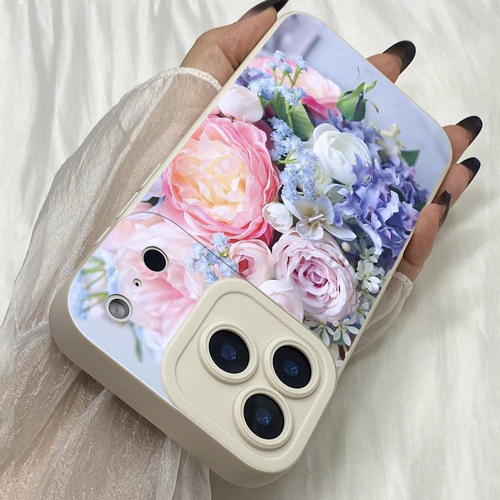 M327 Blumen Pfingstrosen Vase Engelaugen Weiche Handyhülle für iPhone Samsung Galaxy Xiaomi Rdemi Huawei Honor Infinix Realme OPPO vivo Alle Modelle TPU Hülle