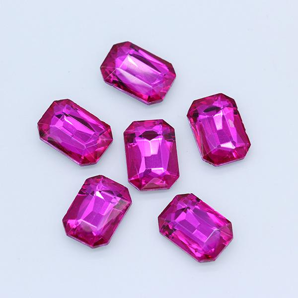 Octagonal Long Gem Crystal Glass Rhinestone for Clothing, Shoes, Phone Stickers, DIY Jewelry Accessories